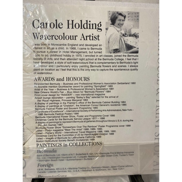 Signed Watercolor Print “Bermuda Poinsettia and Coralita” by Carole Holding - Picture 8 of 12